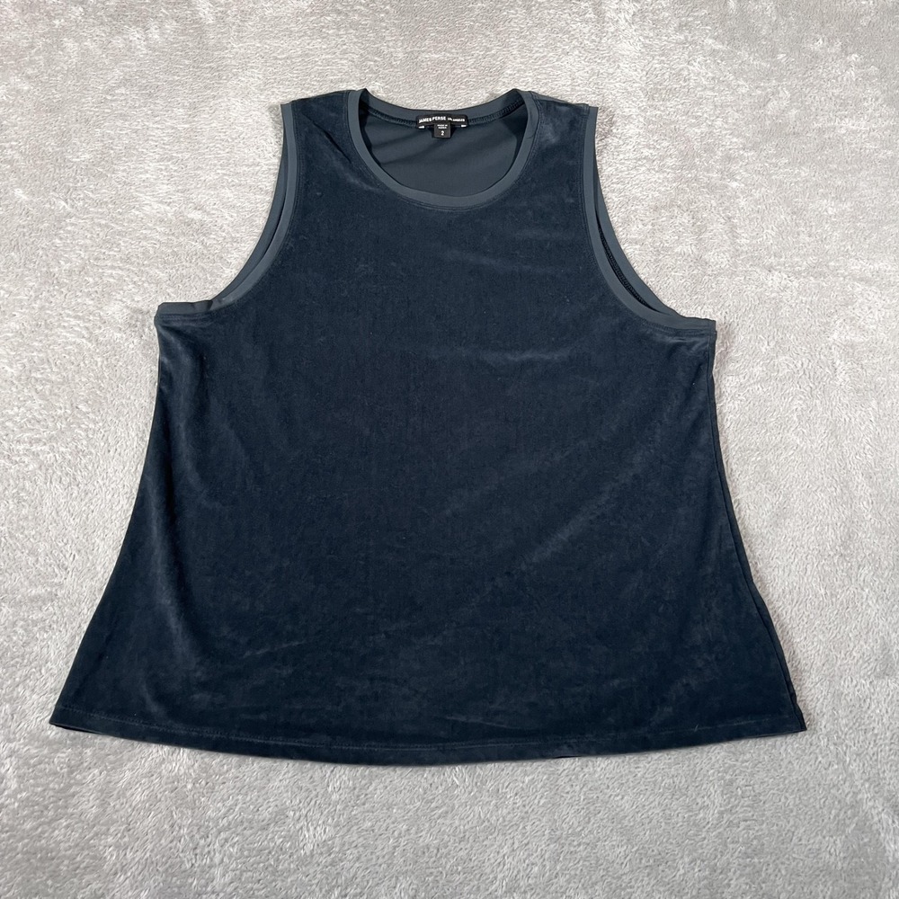 James Perse Shirt Womens Medium Black Velvet Velour Sleeveless Tank Top WKVT3424